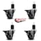Service Caster 3'' Gray Poly Swivel 1-3/4'' Expanding Stem Caster Set with Brake, 4PK SCC-EX20S314-PPUB-PLB-134-4 - alternate 4